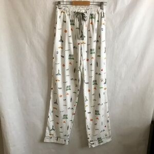 Petite Plume Mens New York City Pajama Cotton Pants S Brooklyn Bridge Pizza Taxi